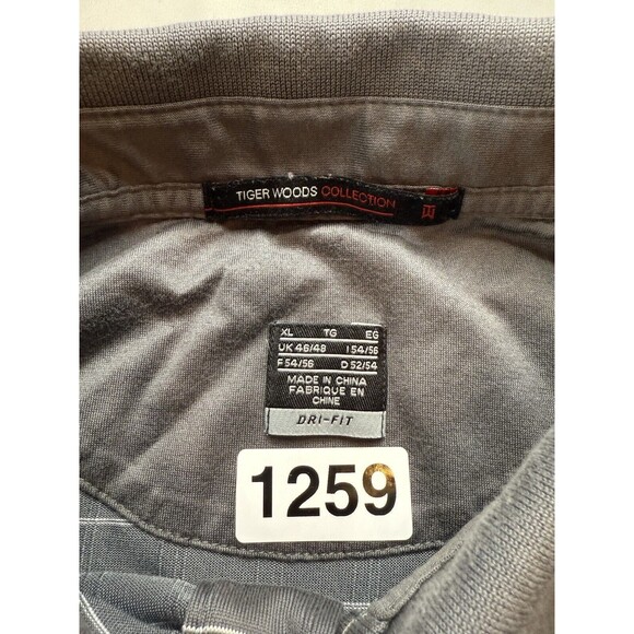 Nike Dri-Fit Tiger Woods Collection Golf Polo Men’s‎ XL 90s Y2K Gray TW Stripe - Picture 3 of 7